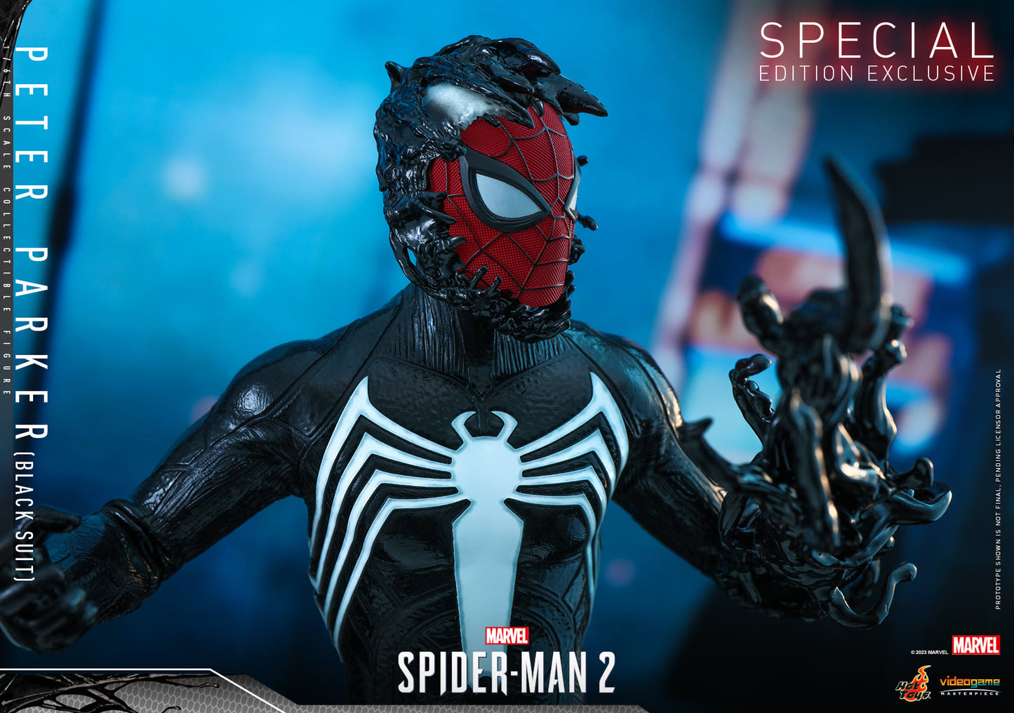 Hot Toys Marvel's Spider-Man 2 - 1/6th scale Peter Parker (Black Suit) Collectible Figure (Special Edition-Tranforming Masked Head) VGM56B