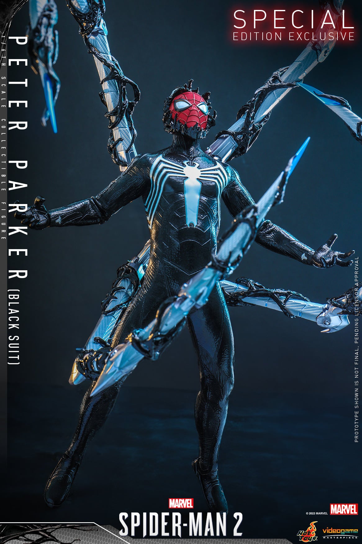 Hot Toys Marvel's Spider-Man 2 - 1/6th scale Peter Parker (Black Suit) Collectible Figure (Special Edition-Tranforming Masked Head) VGM56B