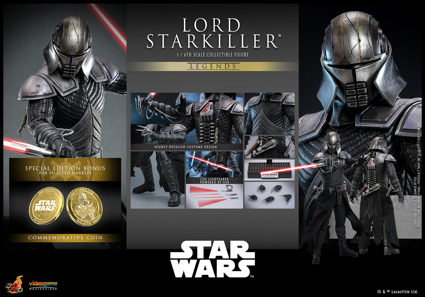 Hot Toys Star Wars™ Lord Starkiller™ 1:6 Scale Collectible Figure VGM63B (Exclusive Edition)(Global Exclusive Commemorative Coin)